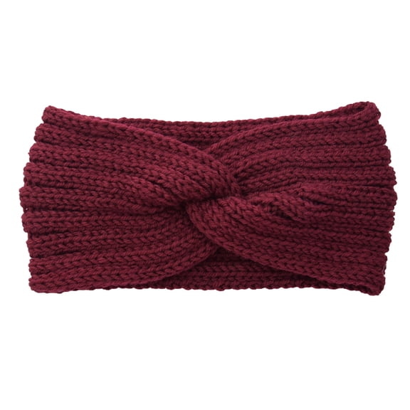 Lisingtool Headbands for Women Soft Stretch Ear Warmer Headband Women Winter Cable Knit Headbands Hairbands Wine