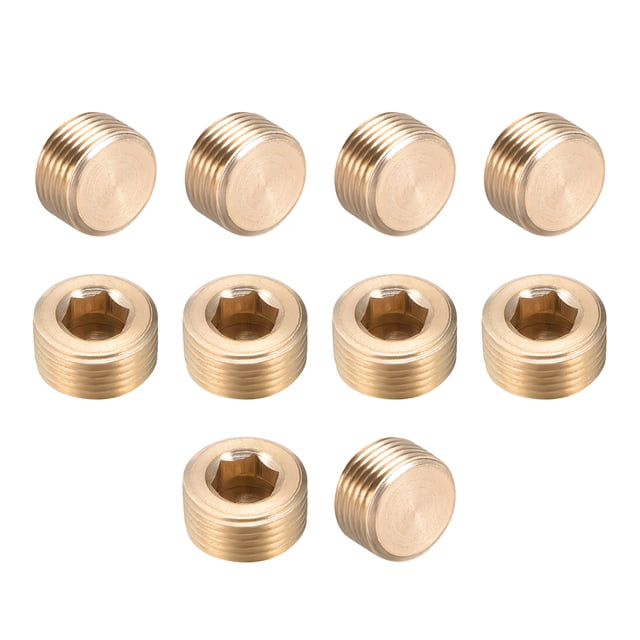 Conector de tubería de latón Unique Bargains, tapón ciego hexagonal, 1/8 pulgada G macho, 10 piezas, G3/8 10