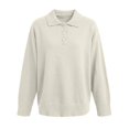 thumbnail image 4 of WTXUE Women's Buttoned Polo Knit Sweater Comfortable Soft Long Sleeve Shirt Fall Fashion Tops Relaxed Fit Tunic Dressy Casual Pullover Sweater Clothes Cute Trendy Work Outfits White L, 4 of 5