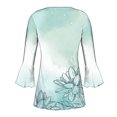 thumbnail image 5 of Pompotops Chemises Tuniques Imprimées Florales à Manches 3/4 Décontractées Col en V pour Femmes Chemises Basiques d'Été Blouse Plissée en Liquidation, 5 of 5