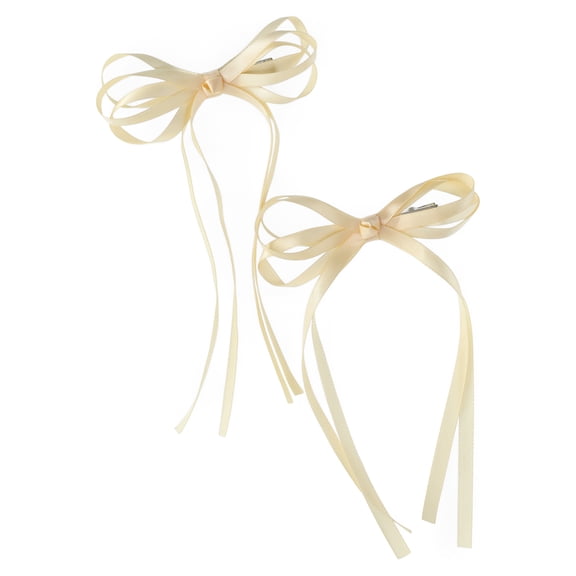 No Boundaries Ribbon Bow Hair Clips, 2-Pack, Yellow, Women's