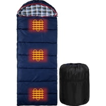 REDCAMP Flannel Heated Sleeping Bag for Adults, 3 Adjustable Heating Waterproof with Detachable Hood for Outdoor Travel Camping Hiking Backpacking