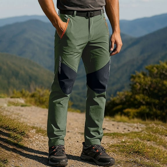 Zedker Men's Skiing Snow Pants Fleece Lined Waterproof Winter Insulated Hiking Pant for Outdoor Work Hunting Cargo Pants for Men with Pockets,Plus Size Green L