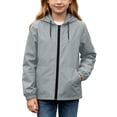 thumbnail image 3 of Frostluinai 5-16Y Kids Hooded Rain Jacket Waterproof Windbreaker Long Sleeve Full Zip with Pockets Drawstring Hem Outdoor Coat, 3 of 10