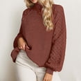 thumbnail image 4 of Winter Knitted High Neck Pullover Sweater Soft Warm Turtleneck Top Cozy Casual Fall Fashion Comfortable Yarn Elegant Long Sleeve Outerwear, 4 of 6