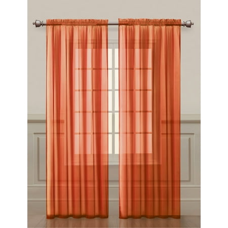 Two 2 Orange Sheer Rod Pocket Window Curtain Panels 108 W X 84 L Two 2 Orange Sheer Rod Pocket Window Curtain Panels 108 W X 84 L Fully Hemmed