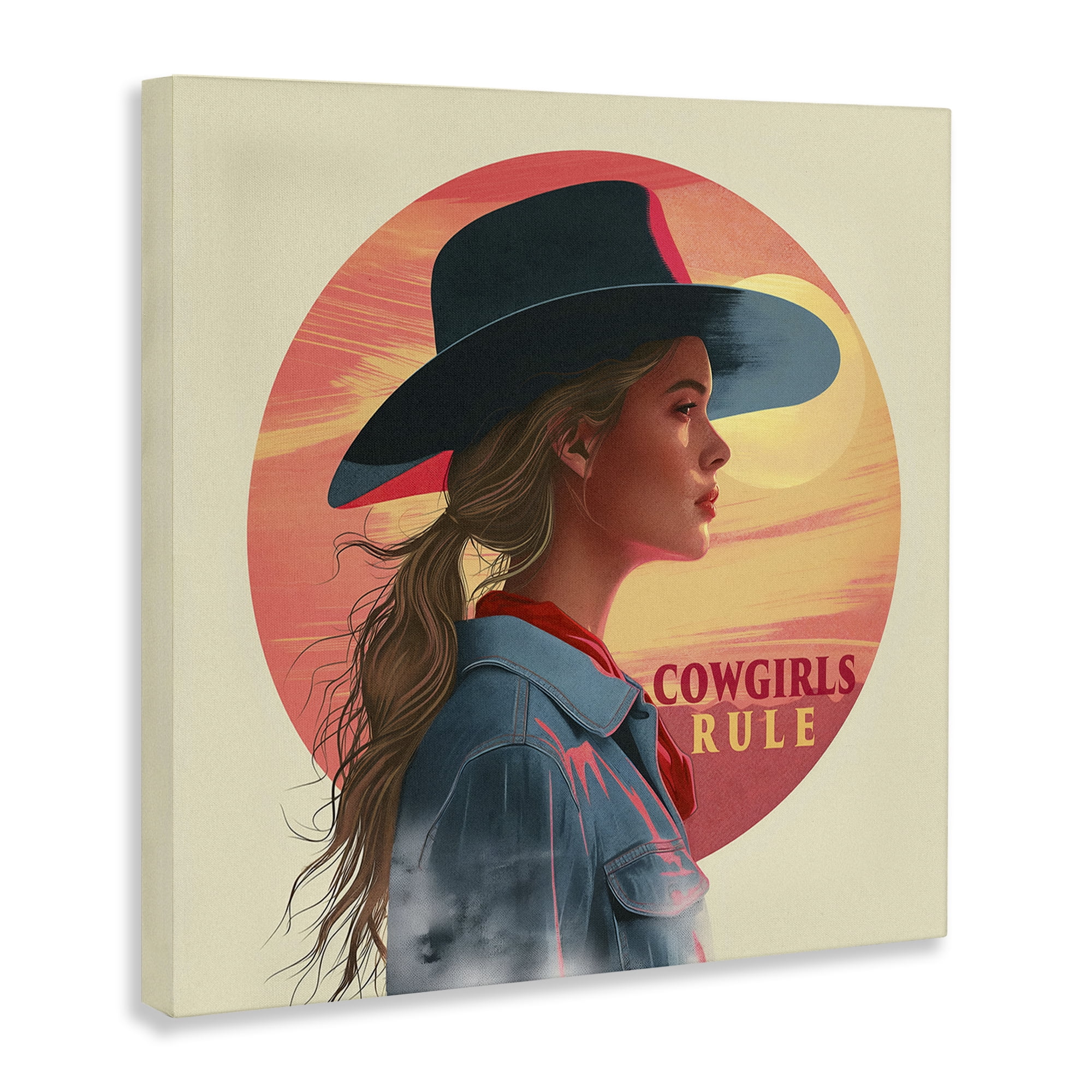 Stupell Industries Cowgirls Rule Portrait People Painting Wrapped Canvas Art Print Wall Art, 17 x 17