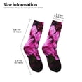 thumbnail image 2 of Zufioo Pink Blossoms Butterfly Print Children's Mid-tube Socks, Contrast Color High Elastic Sports Socks - Sweat-absorbent, Warm, Suitable for Children Aged 6-10, 2 of 5