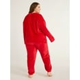 thumbnail image 3 of Joyspun Women’s and Women’s Plus Crew Neck Plush Pajama Set, Sizes XS-3XL, 3 of 4