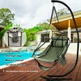 thumbnail image 4 of Bathonly Hammock Chair with Footrest, Sky Chair with Metal Bar, Max 330 LBS Capacity, Green. G1-0021GN, 4 of 10