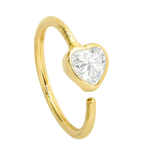 20G 14K Yellow Gold Heart Nose Hoop Bezel Set 0.10ct Moissanite Heart Nose Ring 5/16"(8mm) Nose Ring NH1HRT3YG