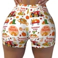 thumbnail image 2 of Daiia Fall Farm Pumpkin Pattern Women's Workout Shorts Biker Shorts - High Waisted Workout Spandex Tummy Control Gym Running Yoga Shorts-Large, 2 of 8
