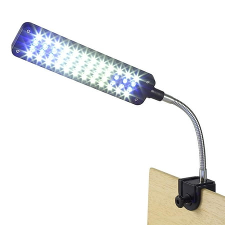 Ymiko LED Fish Tank Clip Light With 48 LEDs Adjustable Blue&White Light Lamp Flexible Arm Clip For Aquarium Fish Tank Plant