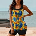 thumbnail image 4 of Qepwscx Womens Swimsuits Sets Floral Hawaii Print Two-Piece Tankinis Swimdress for Women High Waisted Bathing Suits Tropical Graphic StrapeTank Top with Shorts 2025 Swimwear, 4 of 6