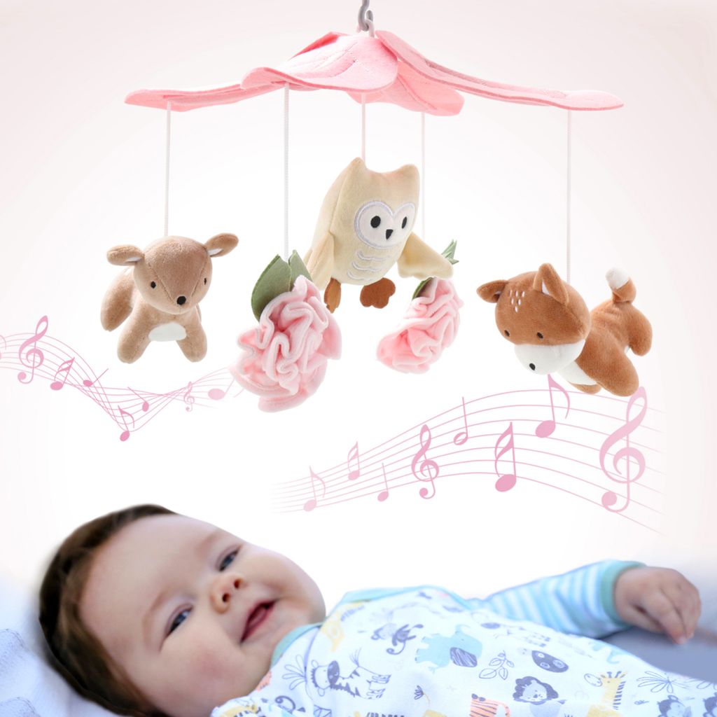 The Peanutshell Pink Little Forest Musical Crib Mobile photo 6