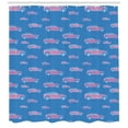 thumbnail image 3 of Blue and Pink Shower Curtain, Retro Style Car Concept with Grunge Effect Transportation Vehicle Theme, Fabric Bathroom Set with Hooks, 69W X 75L Inches Long, Blue and Pink, by Ambesonne, 3 of 3