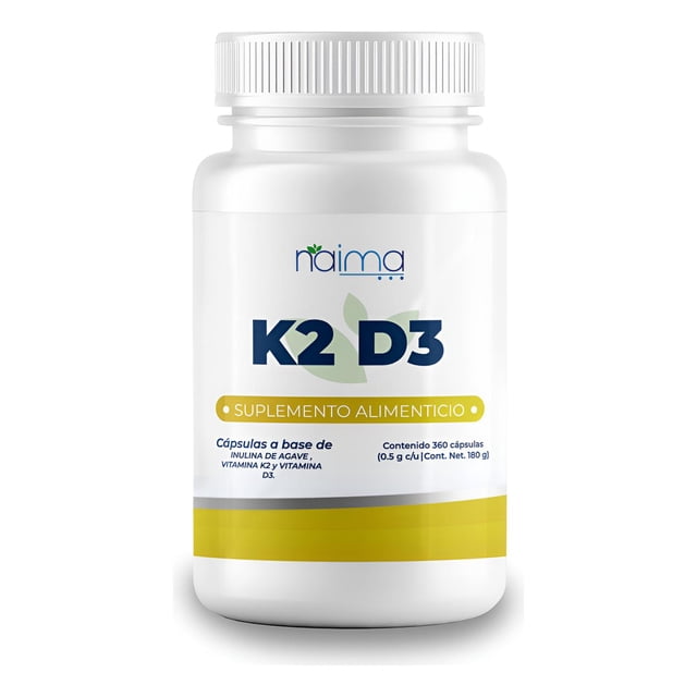 Vitamina D3 + Vitamina K2 360 Cápsulas Vitamina D3 K2 Sin Sabor