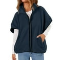 thumbnail image 2 of Levmjia Women Vest Jacket Warm Solid Color Fashion Zipper Pocket Short Sleeve Stand Collar Winter Wear Thermal Inner Layer For Outdoor Work Office Casual, 2 of 9