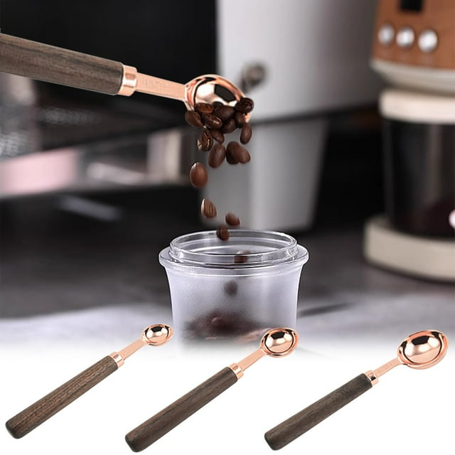 Summer Saving,Measuring Spoons with Wooden Handle, Food-Grade Polished Surface, Reusable Cooking Tool, Rose Gold Measuring Spoons, Kitchen Utensils for Precise Cooking, $BS$3