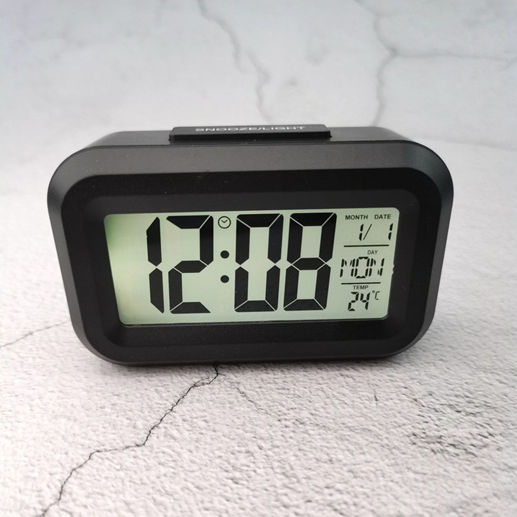 Digital LCD Snooze Electronic Alarm Clock with LED Backlight Light Control 