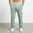 thumbnail image 3 of Waffle Pants Men Drawstring Wide Leg Baggy Waffle Sweatpants Lightweight Breathable Hiking Mens Lounge Pants Green S, 3 of 6