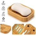 thumbnail image 2 of Juego de 2 jaboneras de bambú en madera natural para baño, cocina, esponjas, accesorios de almacenamiento, 2 of 4