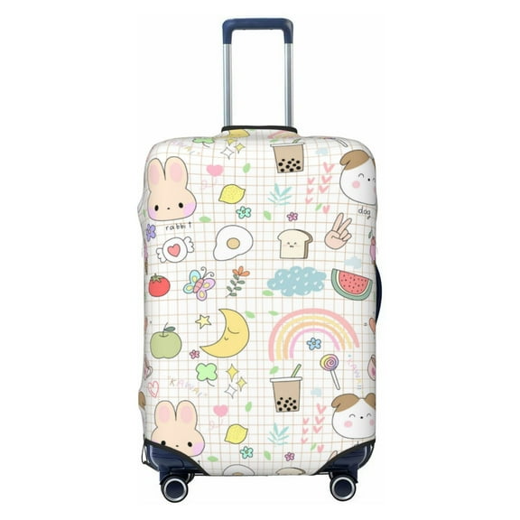Travel Luggage Cover Protector - Cartoon Cute Rabbit Moon Rainbow Anti-Scratch Suitcase Covers Fits 18-32 Inch Luggage