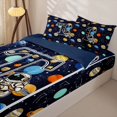 thumbnail image 3 of Manfei Space Astronaut Alphabet T Zipper Full Size Comforter Sets with Fitted Sheet and 2 Pillowcases,Stars Galaxy Zipper Bedding Set,Dark Blue,Navy Blue Reversible,4pcs, 3 of 8