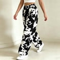 thumbnail image 6 of Levmjia Women's Cow Print Jeans High Waisted Wide Leg Pants Elastic Waistband Button Fly Pocket Casual Baggy Denim Trousers Vintage Y2K Loose Long Pants, 6 of 8