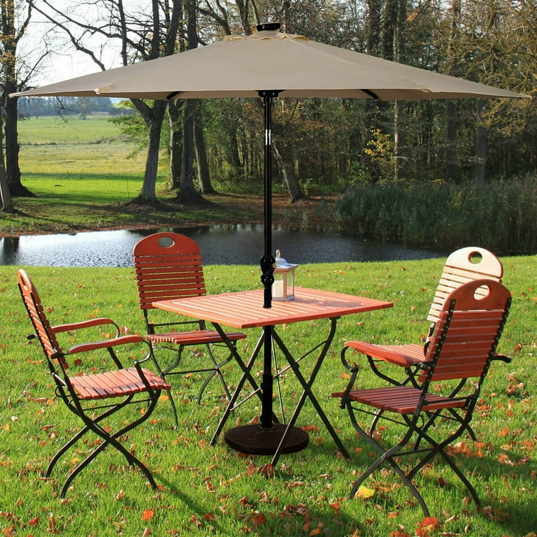 costway 9ft patio solar umbrella led patio market 9 ft Patio LED Solar Umbrella with Crank