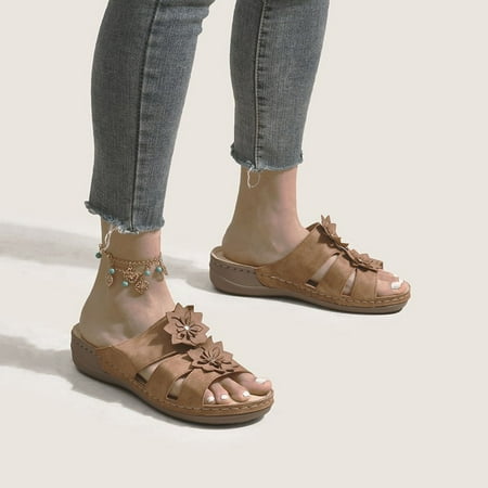 

Binmer Women s Leisure Vacation Comfort Flower Open Toe Wedge Beach Sandals