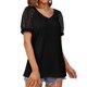 thumbnail image 1 of Fashion Lace Stitching Short Sleeve V-Neck T-Shirt Tops Blouse, 1 of 5