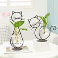 thumbnail image 3 of Cheers US Cat Glass Planter Vase Holder, Plant Terrarium, Propagation Station, Metal Stand for Hydroponics Plants Home Garden Wedding Decoration Outdoor Planter Ideas Modern Creative, 3 of 7