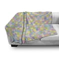 thumbnail image 3 of Pastel Soft Flannel Fleece Throw Blanket, Colorful Squares Pattern Checkered Mosaic Style Mottled Cubical Tile Grid Print, Cozy Plush for Indoor and Outdoor Use, 70" x 90", Multicolor, by Ambesonne, 3 of 6