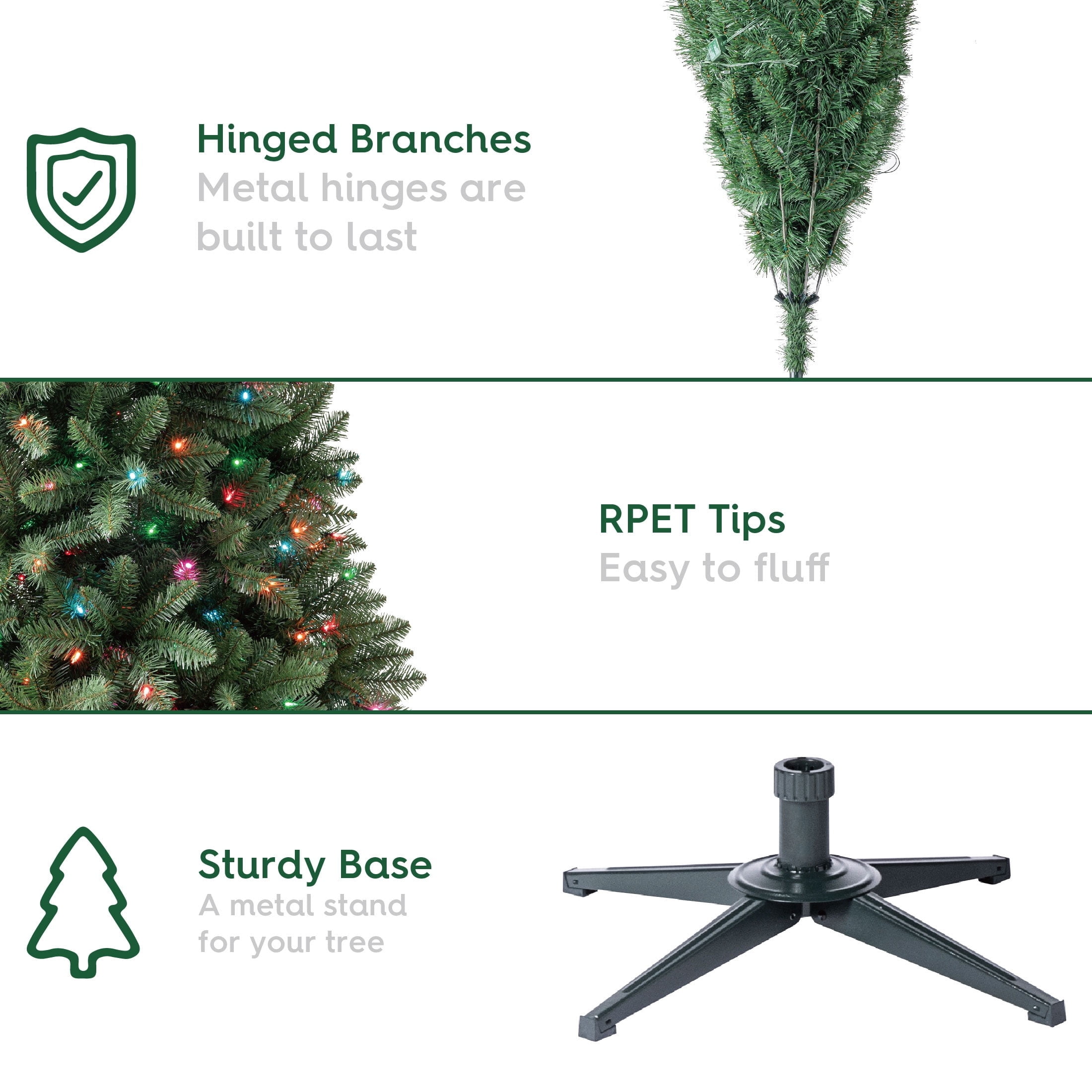 7.5' Pre-Lit Kennedy Fir Green Artificial Christmas Tree with Color-Changing Small LED Lights, Quick Set, and Stand, by Holiday Time