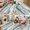 thumbnail image 6 of Turquoise Grey Wooden Large Area Rugs for Bedroom Living Room, Soft Non Slip Carpet Bedside Rug, Farmhouse Teal Wood Rectangular Floor Cover Kitchen Accent Rug 2.7'x5' for Dining Room/Office, 6 of 9