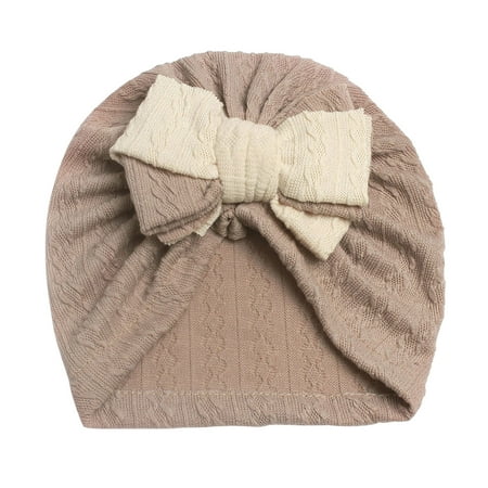 

LBECLEY 3 Hat Toddler Baby Boys Girls Knitted Cap Beaniess Bowknot Knotted Elastics Turban Hat Camouflage Baby Hat Essentials Baby Gifts Coffee One Size
