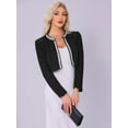 thumbnail image 4 of DARING DIVA Women's Long Sleeve Open Front Work Office Cropped Jacket XS Black, 4 of 6