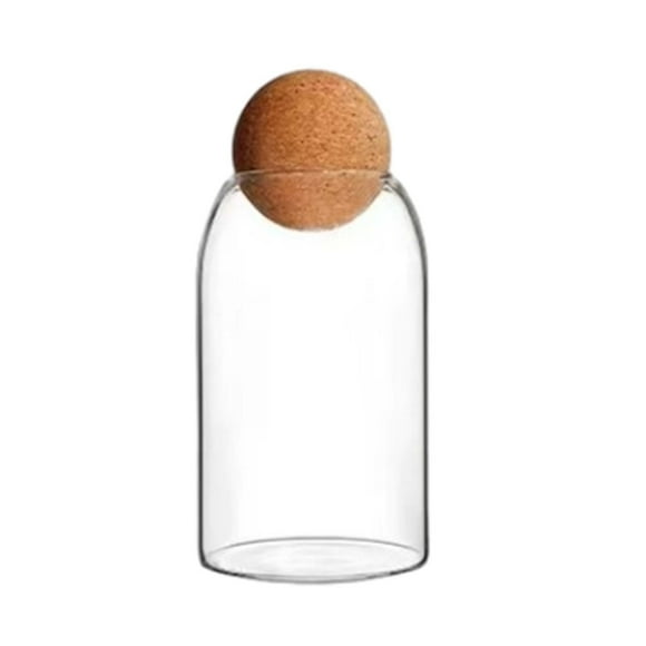 Rbaofujie Storage Bin Glass Storage Jars with Airtight Wooden Lid Ball Clear Candy Jar Food Storage Jars for Tea Coffee Spice Candy Cereal Storage Container