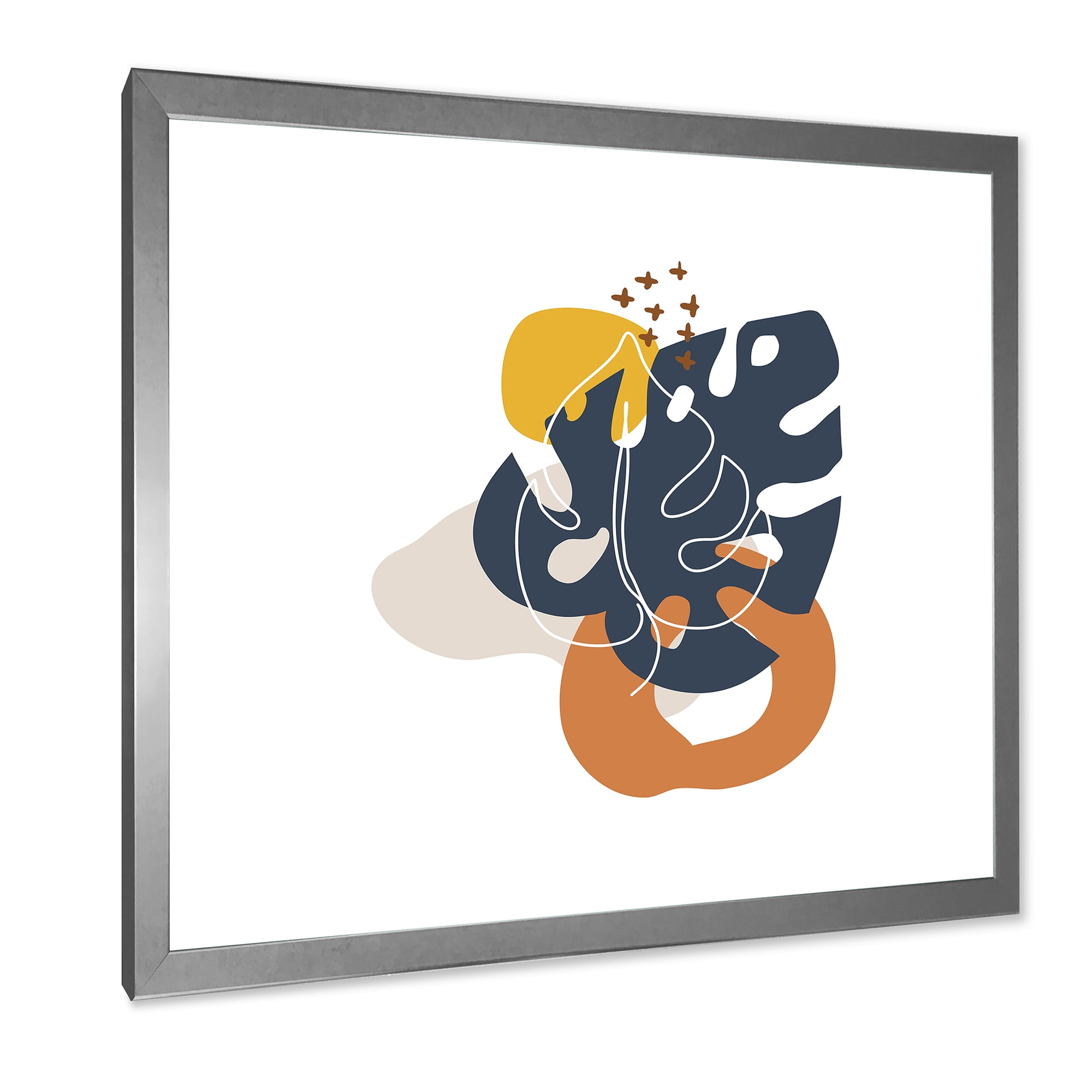 Designart 'Abstract Minimal Shapes Under Flowers IX' Modern Framed Art Print