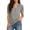 Gray, variant on Womens Lapel Shirts Henley V Neck Blouse Summer Solid White Tops for Ladies Short Puff Sleeve