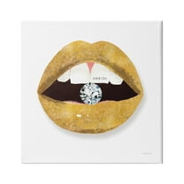 Stupell Indtries Shine On Sentiment Gold Lips Glam Diamond Bite,30 x 30,Design by Mercedes Lopez Charro