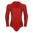 thumbnail image 5 of Kaerm Men's Sparkling Rhinestones Dance Shirt Long Sleeve Leotards Salsa Rumba Latin Dance Bodysuit Red L, 5 of 7