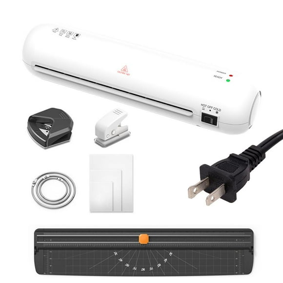 Mini Laminator Machine For Photos & Documents, 5-in-1 Home Office Set With Paper Cutter, Hole Punch, Corner Rounder, A4/A5/A6 Film Included