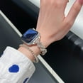 thumbnail image 4 of Chain Watch Band Compatible for Apple Watch 42mm 41mm 40mm 38mm Women Girls, Fancy Metal iWatch Band Diamond Bracelet Dressy Strap for iWatch Series 10 9 8 7 6 5 4 SE 3 2 1, Starlight, 4 of 10