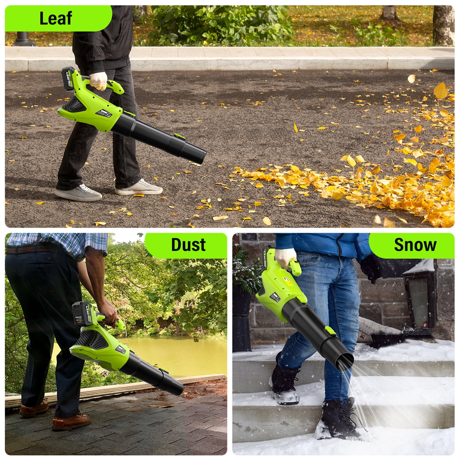 VERVEWAVE Leaf Blower - 580CFM 20V Leaf Blower Cordless with 2 X 4.0Ah Battery & Charger, 5-Speed Dial Electric Blower Handheld, Lightweight Powerful Battery Operated for Lawn Care, Jobsite