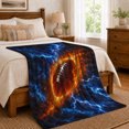 thumbnail image 6 of Fiery Football Electric Lightning Storm Sports Fan, Mystical Celestial Scene, Warm Flannel Blanket for Living Room and Bedroom, Celestial Art Lovers Housewarming Gift, Celestial Home Decor, 6 of 7