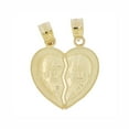 thumbnail image 3 of 14k Yellow Gold, Small Size Sharing Split Heart Pendant Charm Best Friends 16mm with 16" Dainty Neck Chain, 3 of 9