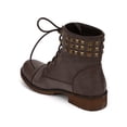 thumbnail image 3 of Nature Breeze Lug-25 New Women Brush Leatherette Stud Combat Motorcycle Bootie, 3 of 5