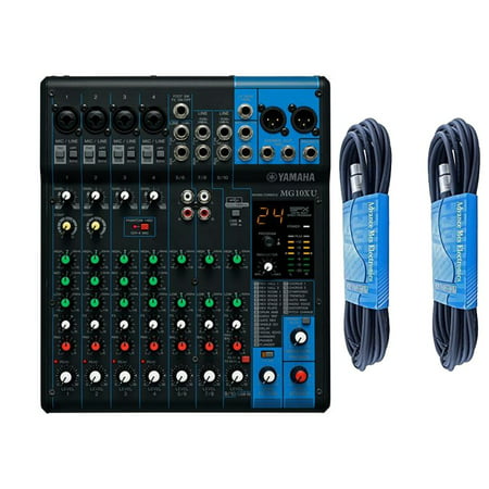 Yamaha MG10XU 10 Input Stereo Mixer (with Compression, Effects, and USB) w/ (Best Usb Mixer For Podcasting)